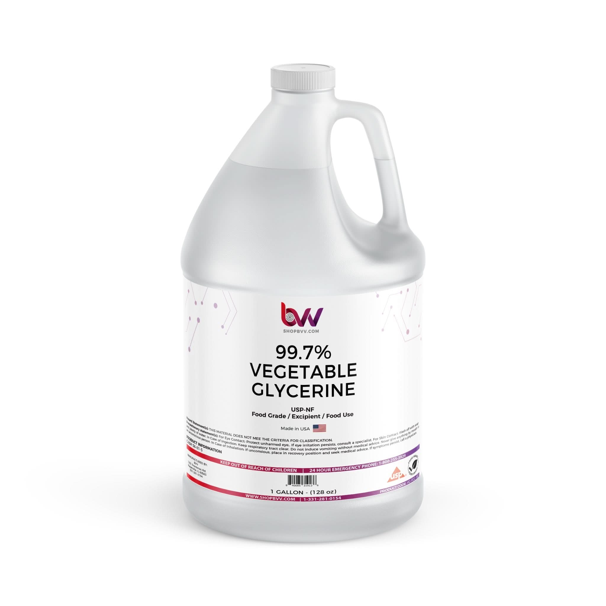 BVV Vegetable Glycerin VG 99% Pure Food Grade USP/NF