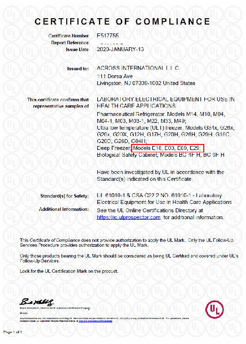 Ai EasyChill 29 Cu Ft -30°C Upright Freezer UL 115V/230V