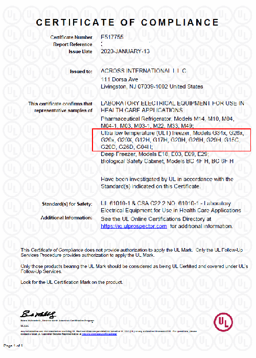 Ai RapidChill 20 CF -86°C Ultra-Low Upright ULT Freezer UL 110V