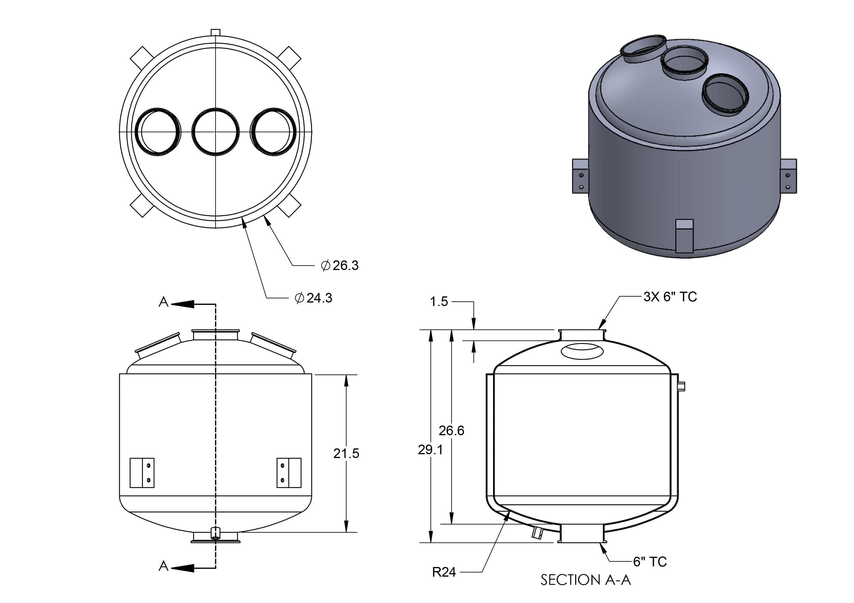 Fully Jacketed Parts BVV 150L 304SS Jacketed Collection and Storage Vessel with Locking Casters