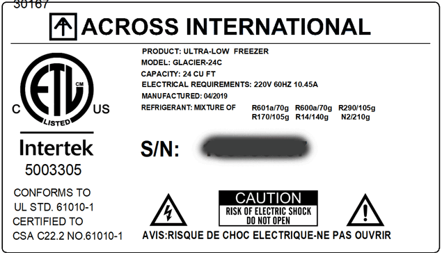 Ai Glacier 21 Cu Ft -86C Ultra Low Temp Chest Freezer ETL 220V