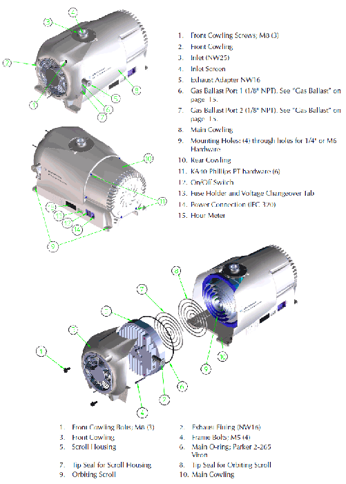 Agilent IDP-7 dry scroll vacuum pump with inlet isolation valve
