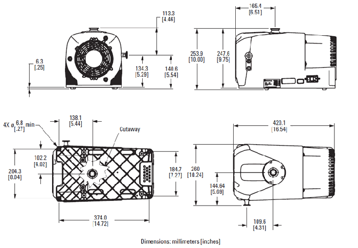 Agilent IDP-7 dry scroll vacuum pump with inlet isolation valve