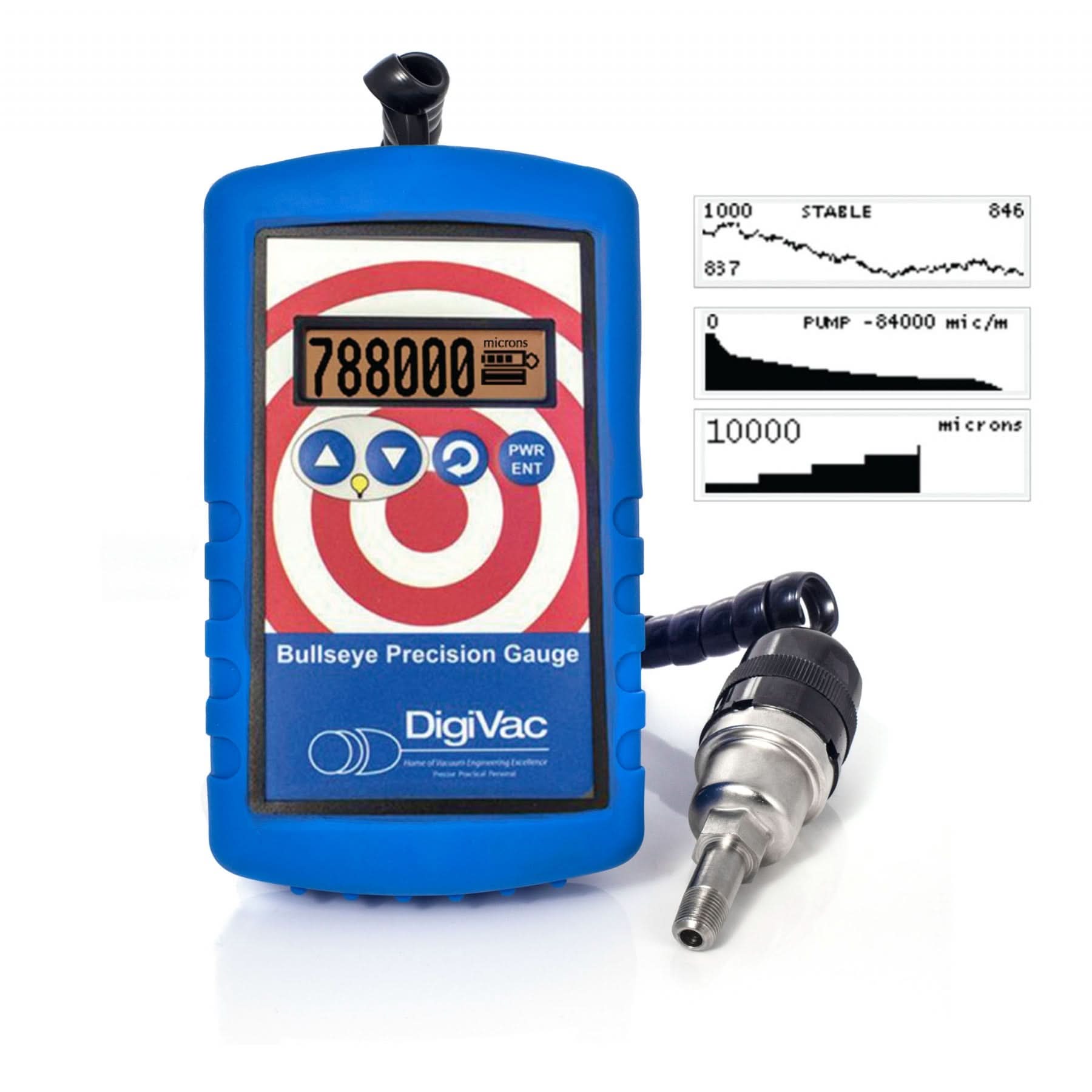 DigiVac Bullseye Precision Gauge with Agilent 536 KF25, NPT or KF16 Sensor | Vacuum Gauge for Processing