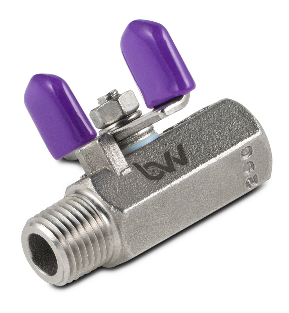 1/4" MNPT x 1/4" FNPT Stainless Steel Miniature Butterfly Handle Ball Valve -20 to 230C