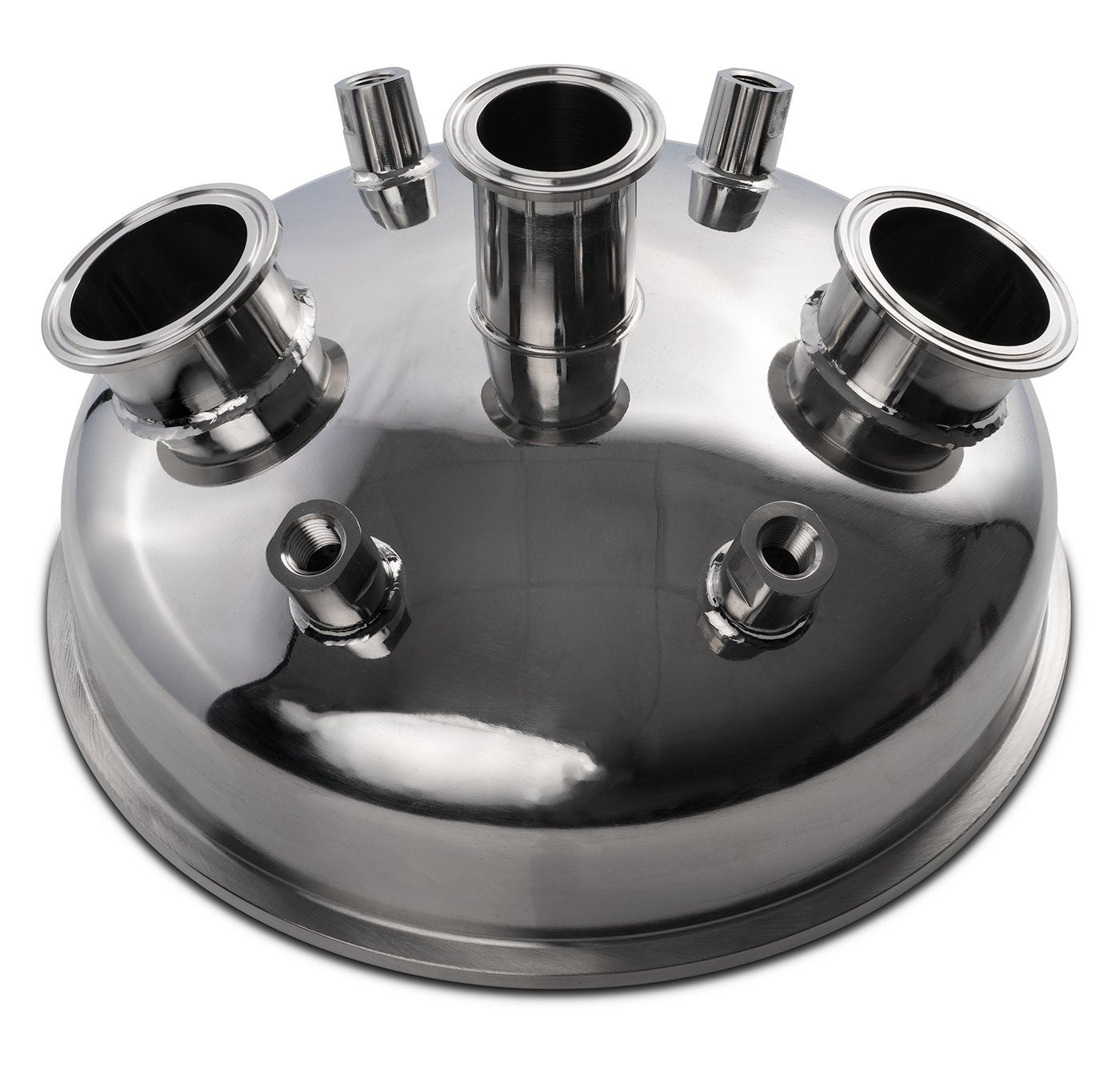 10" Tri-Clamp x (2) 2" Tri-Clamp x 1.5" Tri-Clamp x (4) 1/4" FNPT Hemispherical Lid