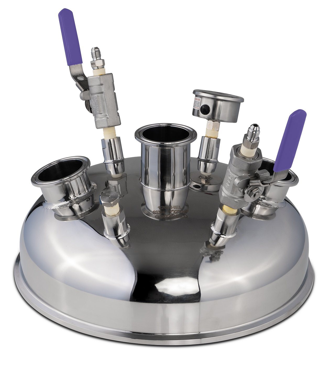 12" Pre-Built Hemispherical Lid with 316SS Full Bore Valves