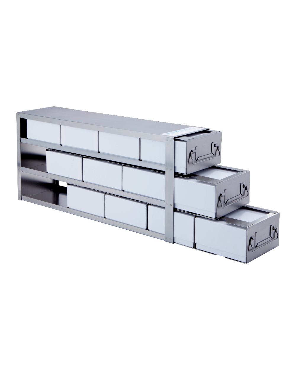 So-Low 22 x 10-1/16 x 5-1/2 - 12 slide out shelves with 3” cardboard boxes