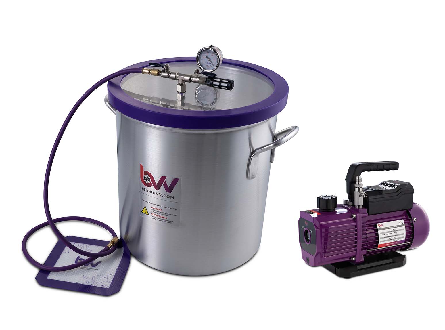 10 Gallon Aluminum Vacuum Chamber and V9D 9CFM Two Stage Vacuum Pump Kit