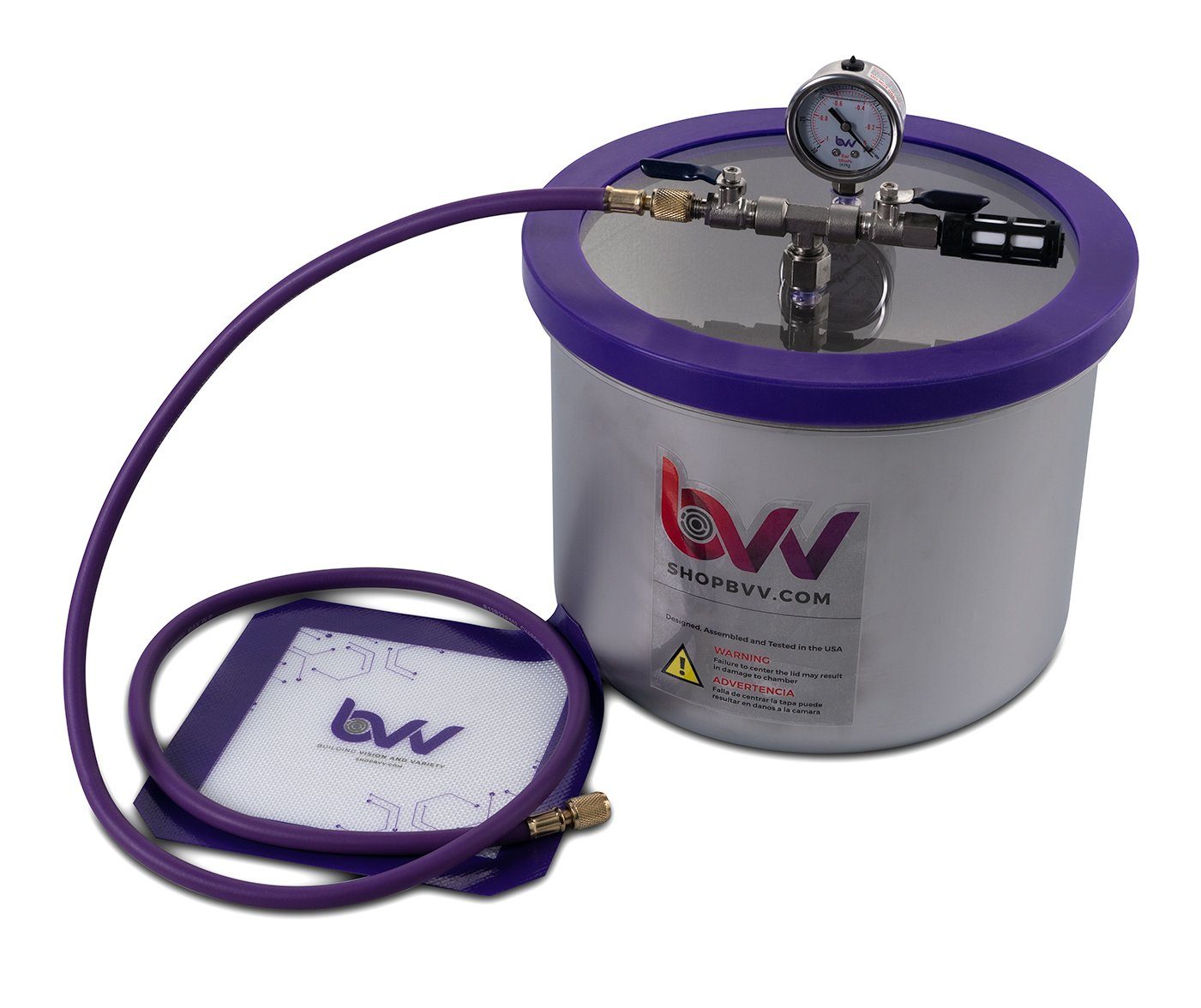 3 Gallon Wide Stainless Steel Vacuum Chamber With Glass Lid