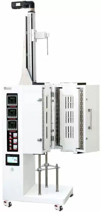 Bridgman Crystal Growth Furnace 1200C 3-Zone with Kanthal Heating Elements & Swing-Open Chamber