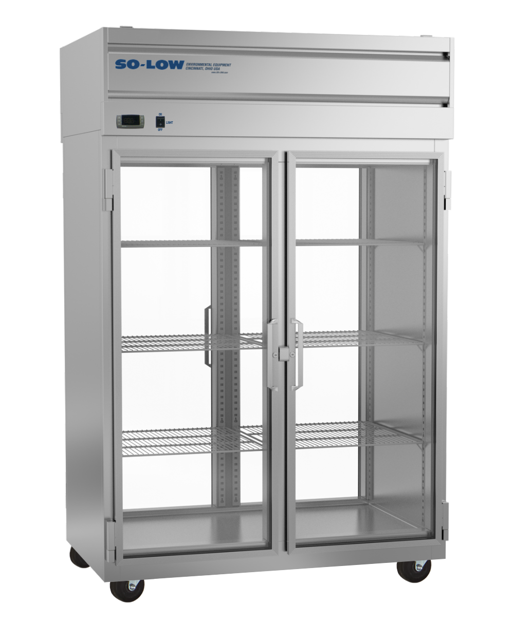 So-Low 4ºC, 50 cu. ft. w/four glass doors, Cycle defrost, 115v