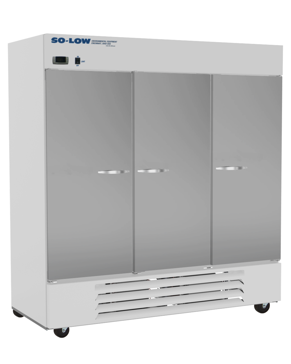 So-Low 2ºC to 8ºC, 72 cu. ft., three solid doors, Cycle defrost, 115 v.
