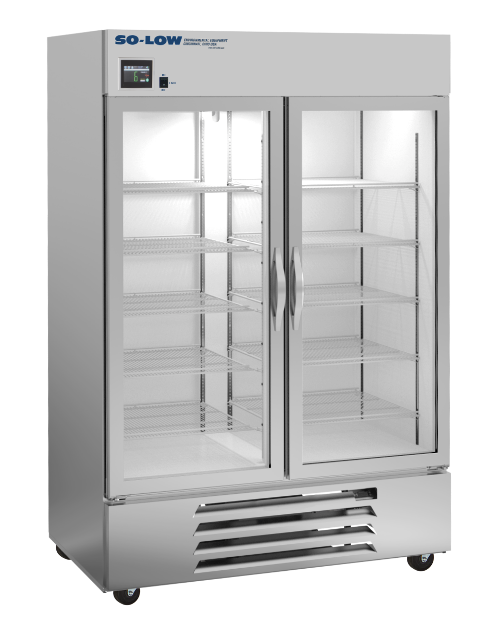 So-Low 2ºC to 8ºC, 49 cu.ft., two glass doors, Cycle defrost, 115v