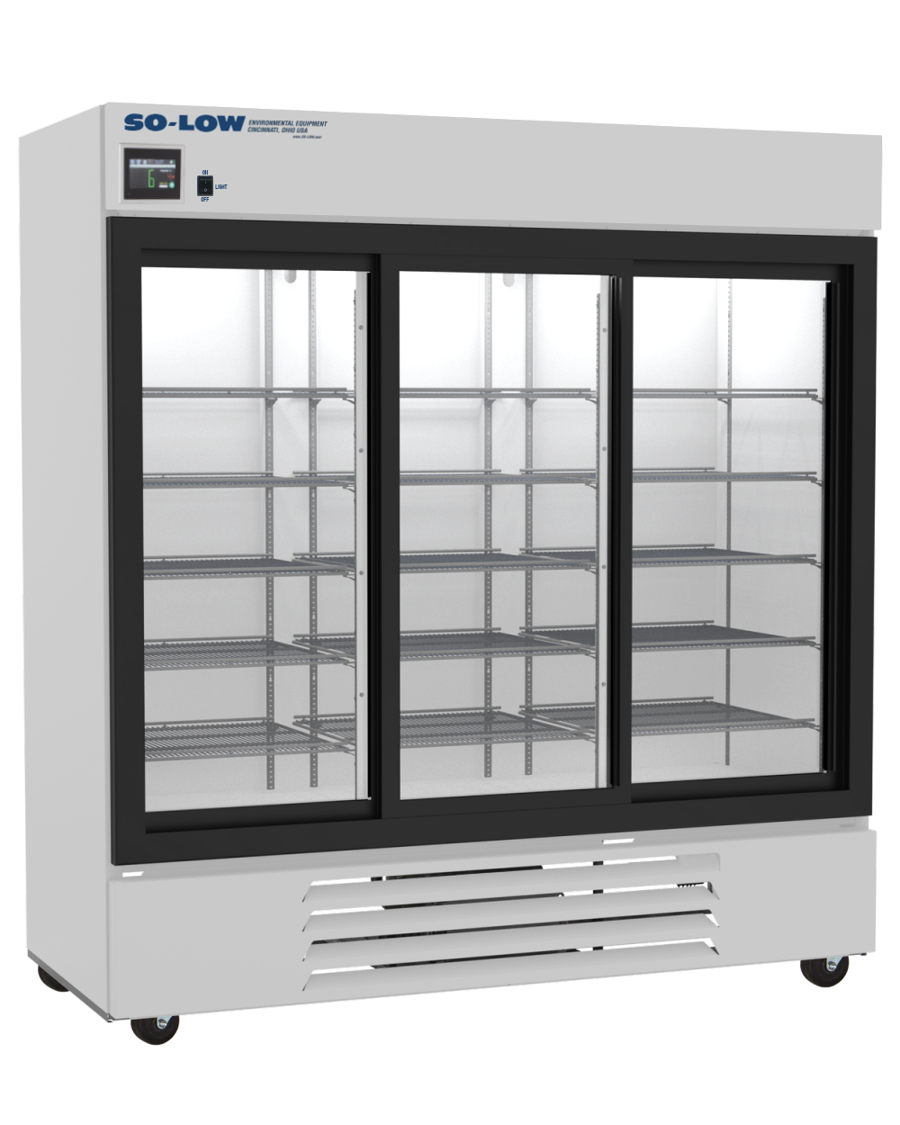 So-Low 2ºC to 8ºC, 66 cu. ft., three sliding glass doors, Cycle defrost, 115v