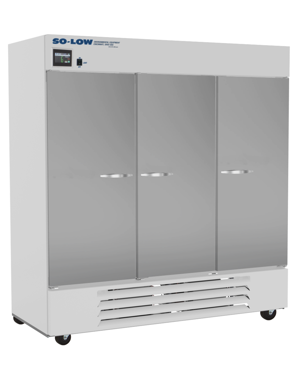 So-Low 2ºC to 8ºC, 72 cu. ft., three solid doors, Cycle defrost, 115 v.