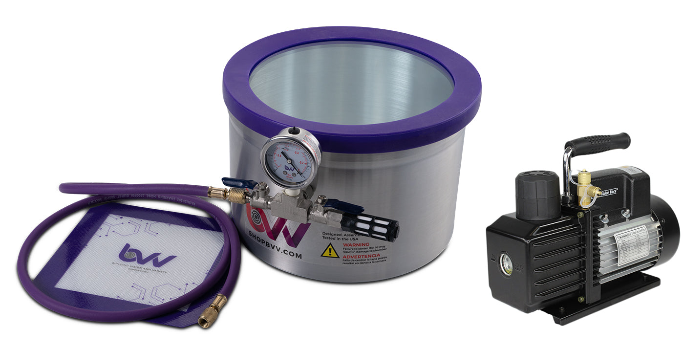 2 Gallon Aluminum Side Mount Vacuum Chamber and Vacuum Pump Kit