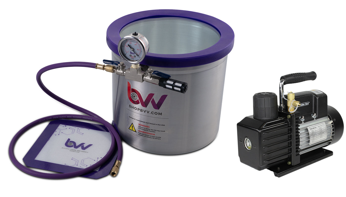 5 Gallon Side Mount Aluminum Vacuum Chamber and Vacuum Pump Kit