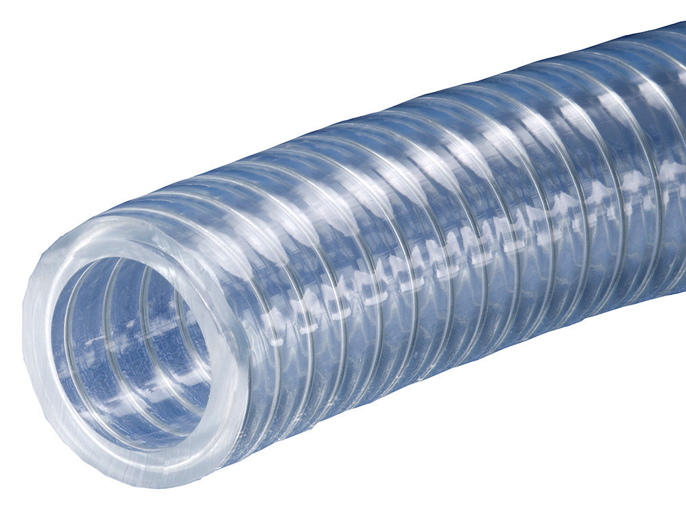 1" ID Heavy Wall Spiral Wire Reinforced Clear PVC Vacuum Hose