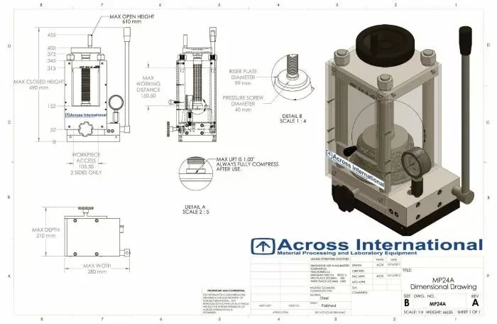 24-Ton Pellet Press with Hydraulic Pump & Safety Shield