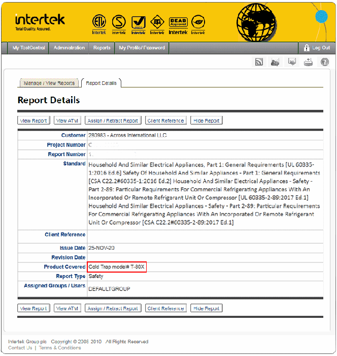 Ai -80°C 5L Capacity 316L SST Cold Trap w/ KF25 Ports ETL