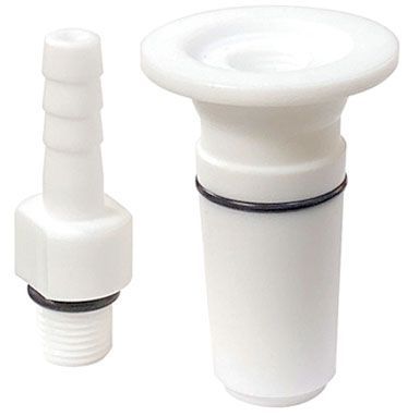 PTFE 24/40 to KF25 or 3/8" Hose Barb Adapter w/ Viton O-rings