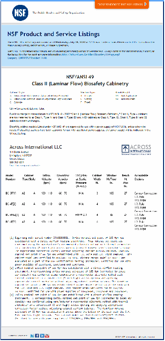 NSF Certified 4 Ft Class II Type A2 Biosafety Cabinet