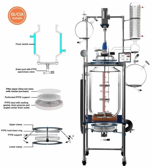 Ai 100L Single Jacketed Filter Glass Reactor