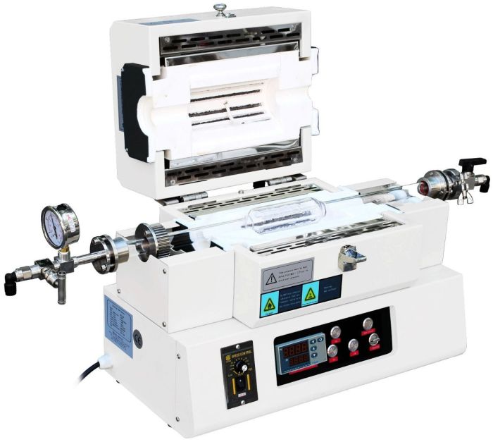 1200C 1-Zone 25mm OD Compact Rotary Top-Open Tube Furnace