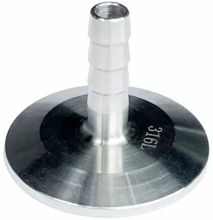 Ai 1.5" One-Piece 316L SST Tri-Clamp to Hose Barb Adapter