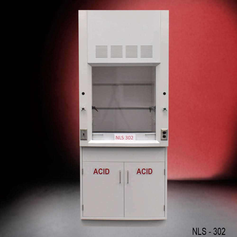 3′ Fisher American Fume Hood w/ Acid Cabinets