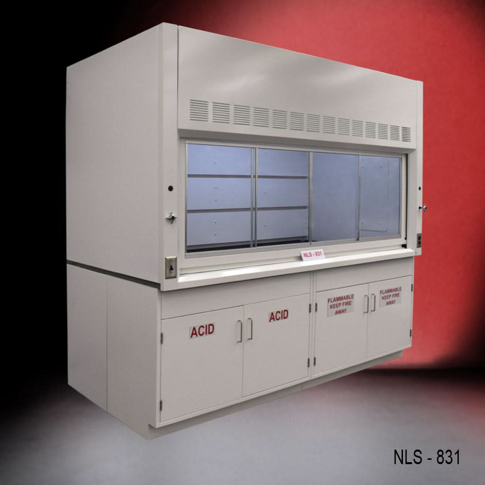 8′ x 4′ Fisher American Fume Hood w/ Acid & Flammable Cabinets