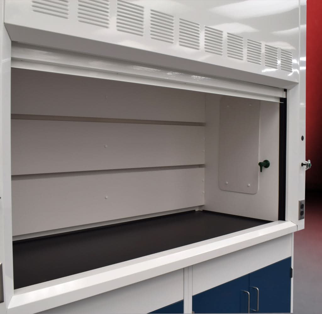 6′ Fisher American Fume Hood w/ Acid Storage & 9′ Laboratory Cabinet Group