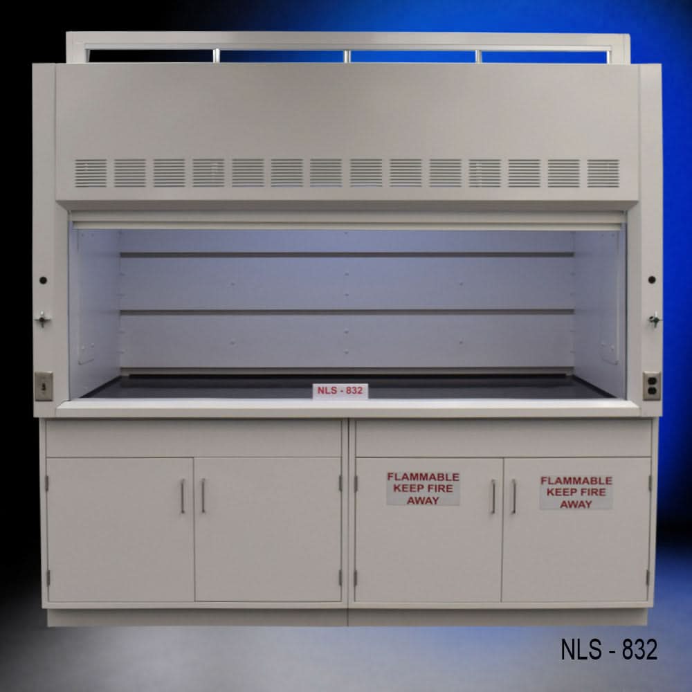 8′ x 4′ Fisher American Fume Hood w/ Flammable Cabinets