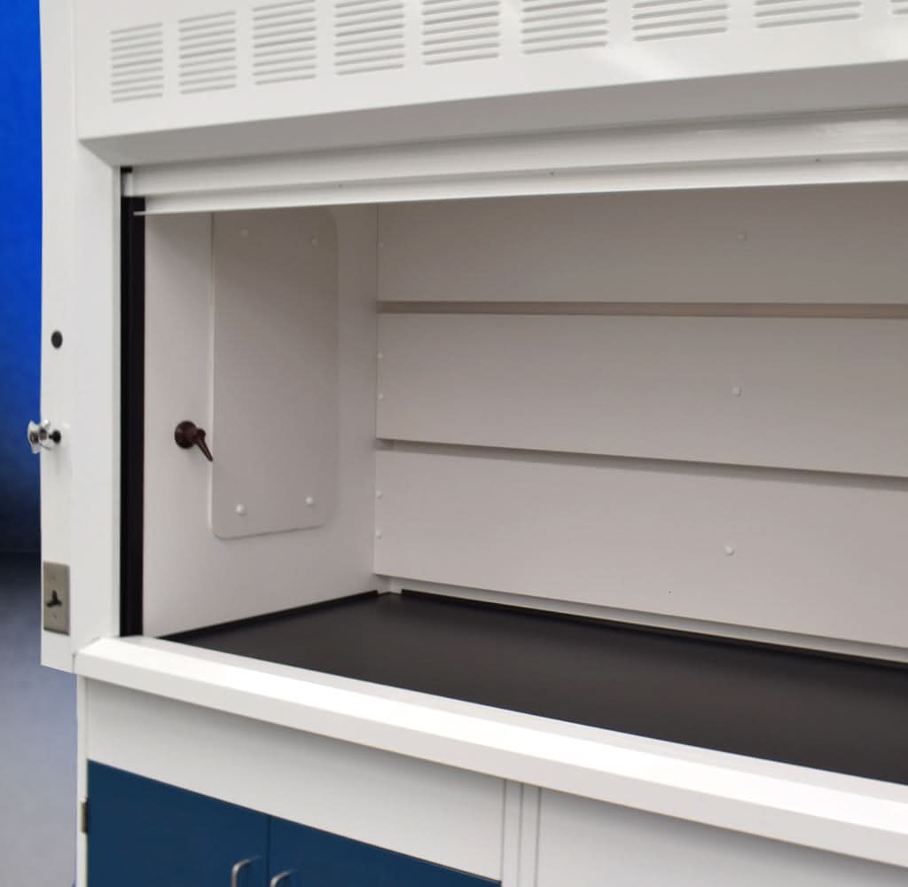 6′ Fisher American Fume Hood w/ ACID Storage & 14′ Laboratory Cabinets