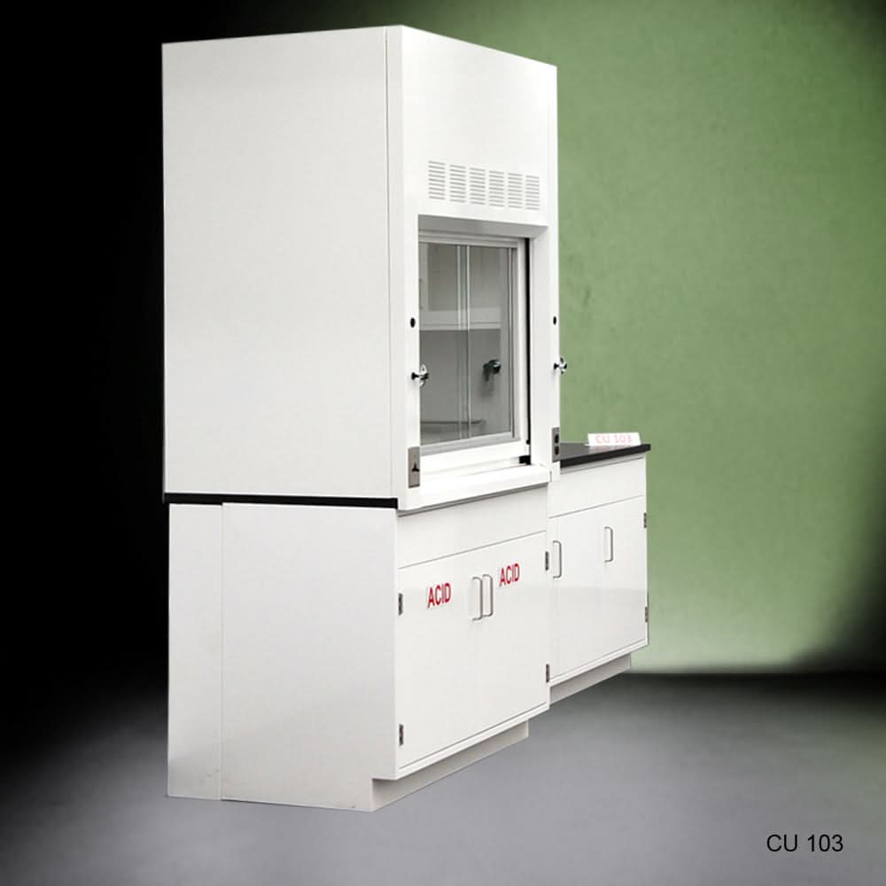 4′ Fisher American Fume Hood w/ 5′ Cabinets