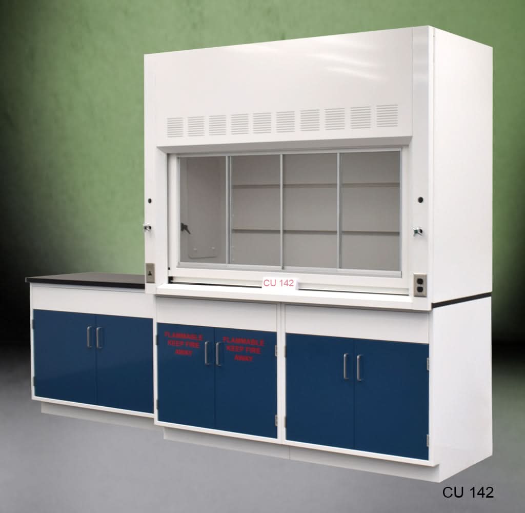 6′ Fisher American Fume Hood w/ 9′ Laboratory Cabinets & Flammable Storage