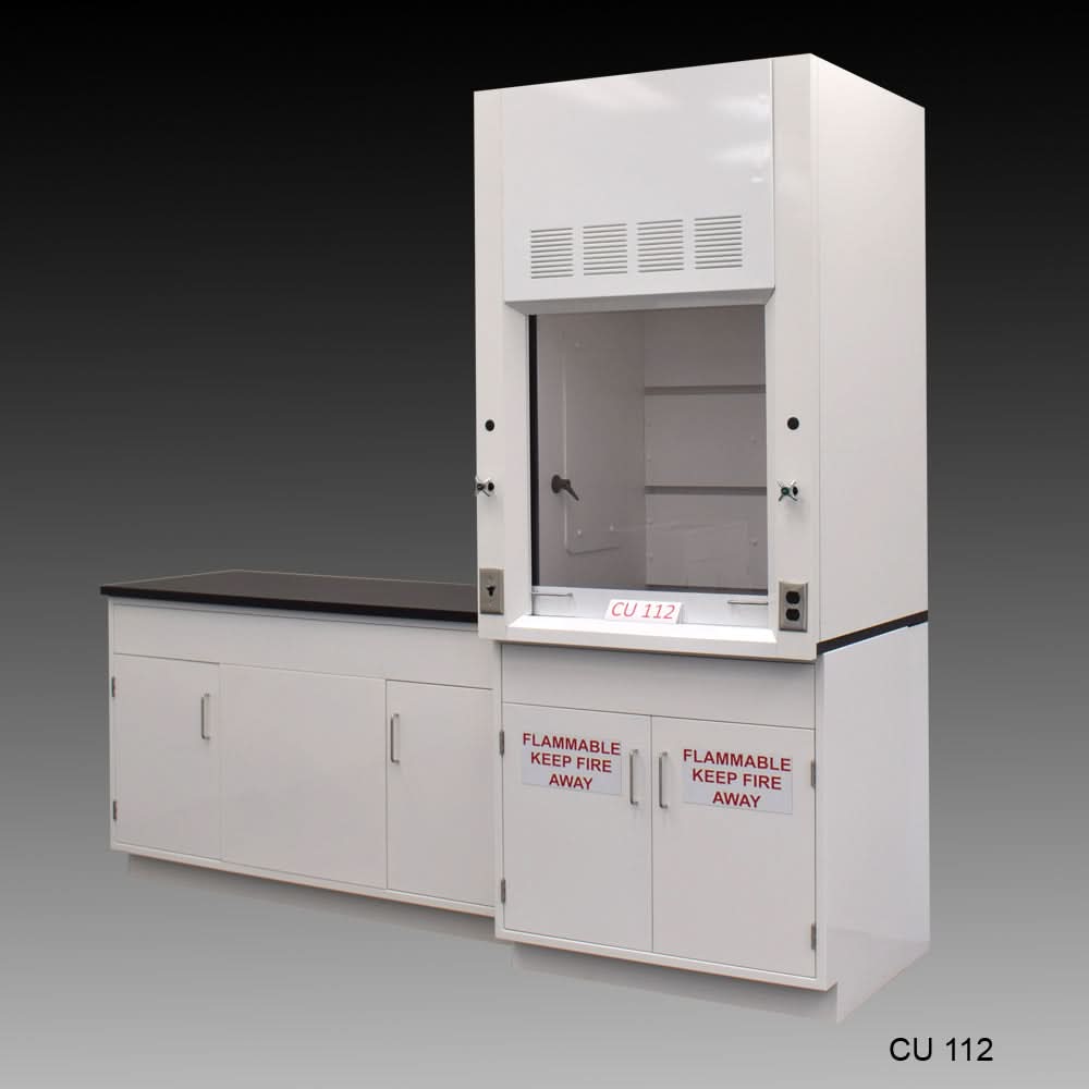 3′ Fisher American Fume Hood w/ Flammable Storage & 5′ Laboratory Cabinet Group