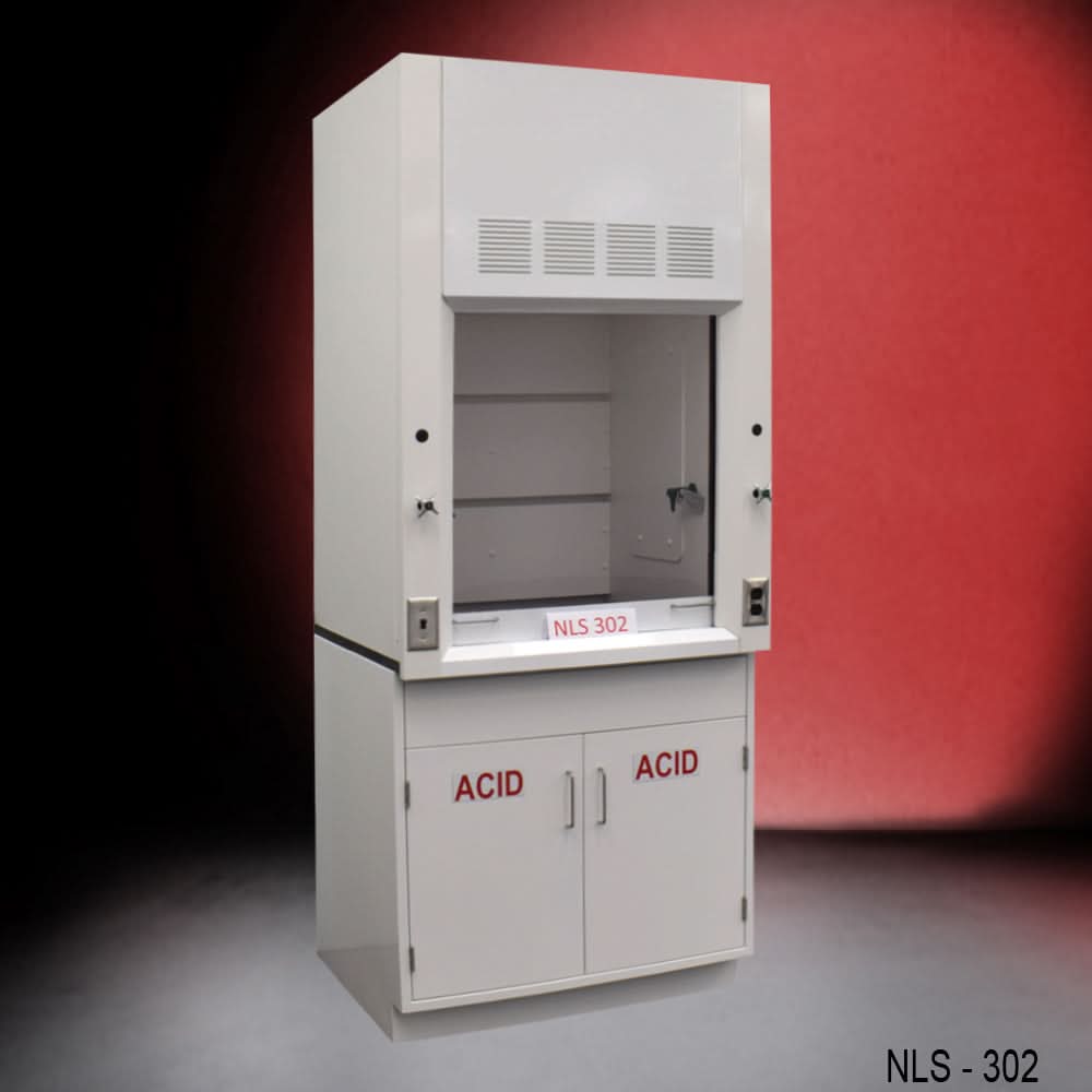 3′ Fisher American Fume Hood w/ Acid Cabinets