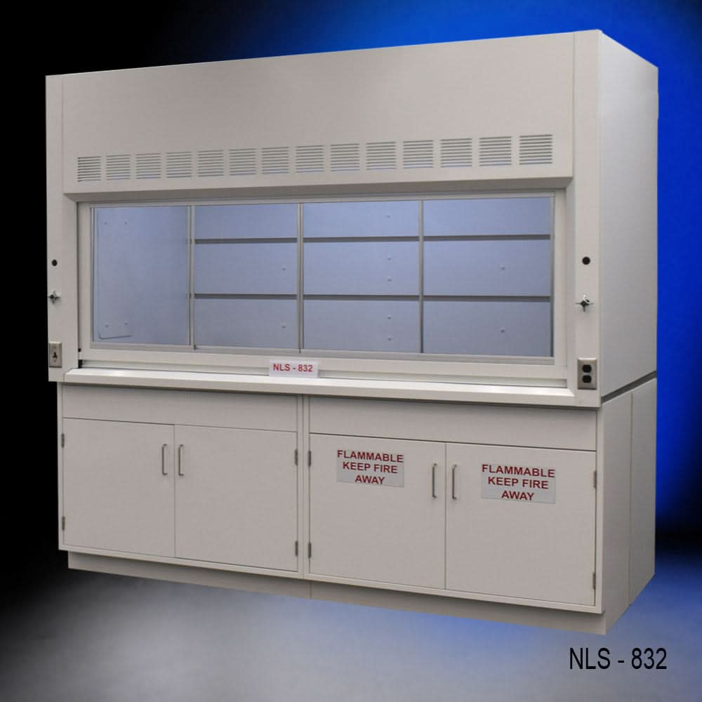 8′ x 4′ Fisher American Fume Hood w/ Flammable Cabinets