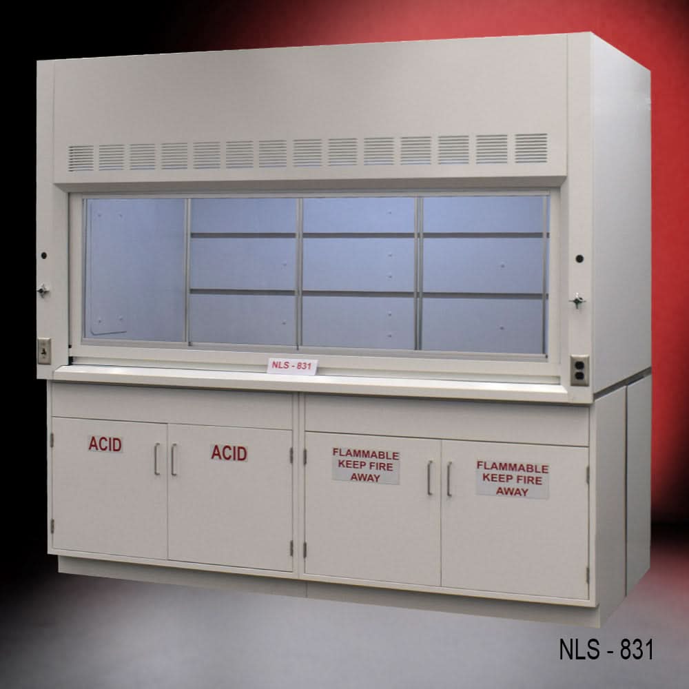 8′ x 4′ Fisher American Fume Hood w/ Acid & Flammable Cabinets