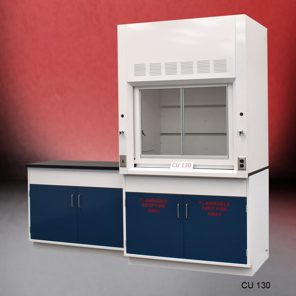 4′ Fisher American Fume Hood w/ 4′ Cabinets and 2 Door Flammable