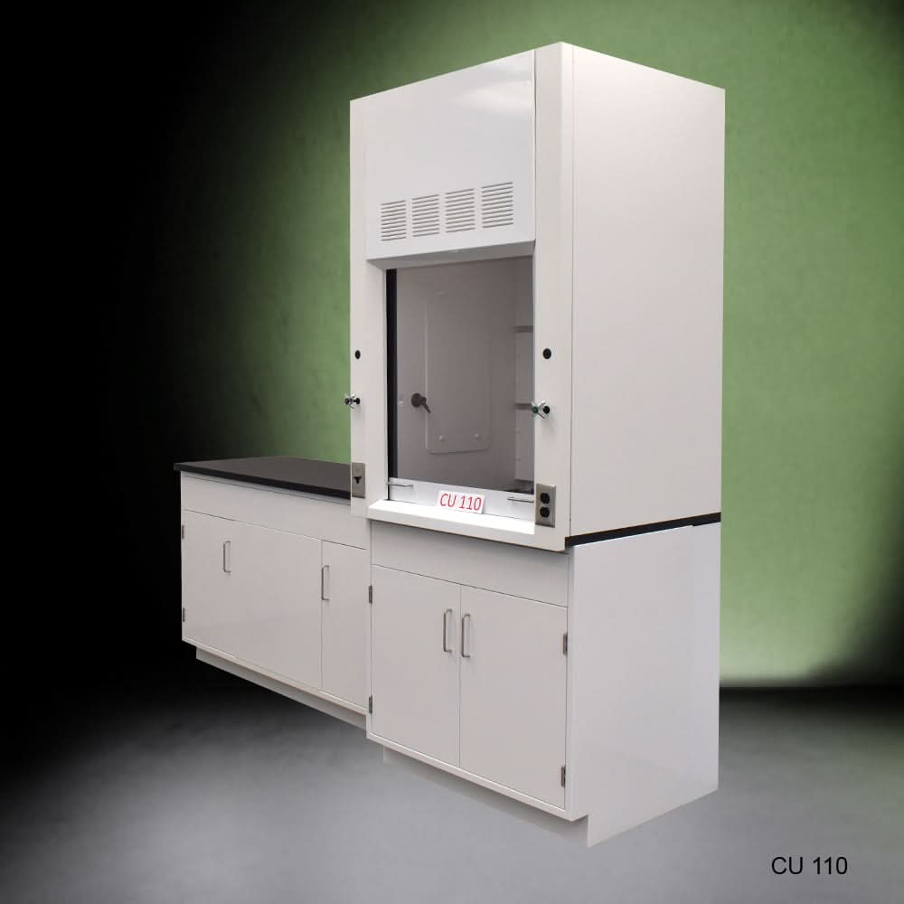 3′ Fisher American Fume Hood w/ Storage & 5′ Laboratory Cabinet