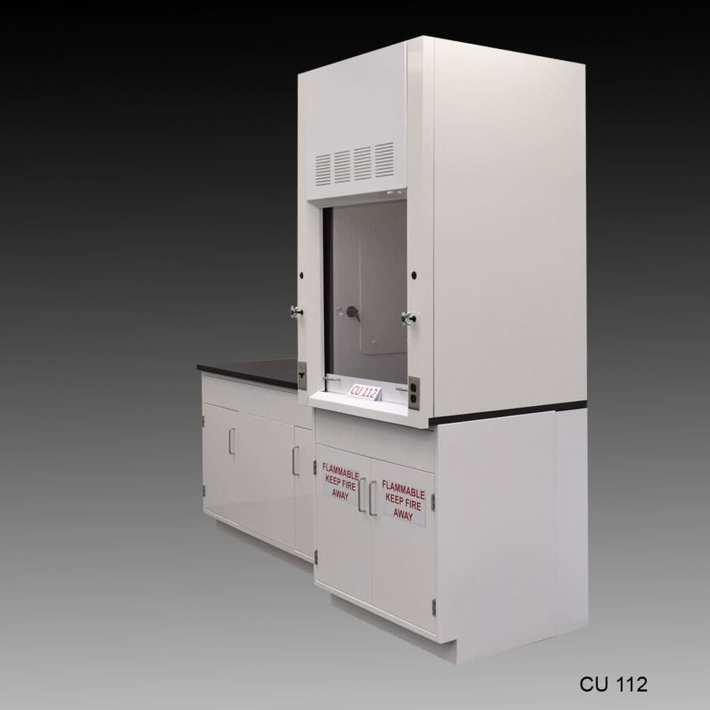 3′ Fisher American Fume Hood w/ Flammable Storage & 5′ Laboratory Cabinet Group