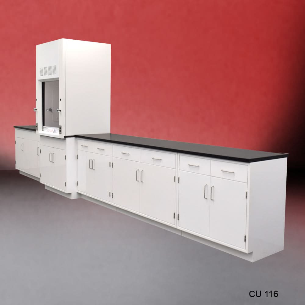 3′ Fisher American Fume Hood w/ 15′ Cabinets