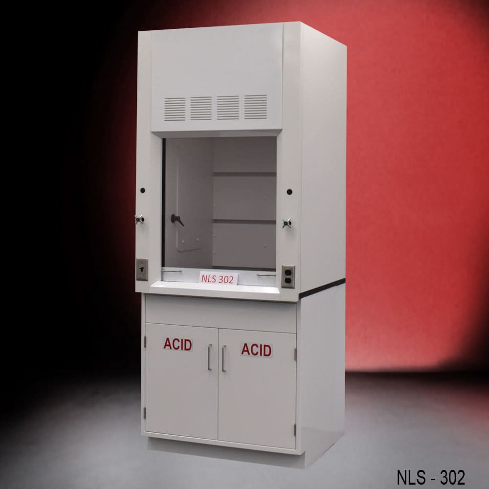 3′ Fisher American Fume Hood w/ Acid Cabinets