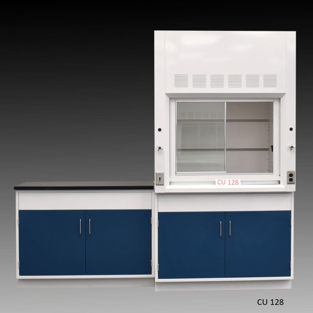 4′ Fisher American Fume Hood w/ General Storage 4′ Laboratory Cabinets
