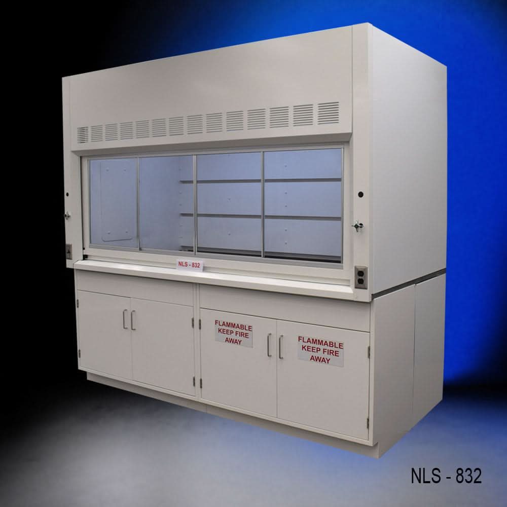8′ x 4′ Fisher American Fume Hood w/ Flammable Cabinets
