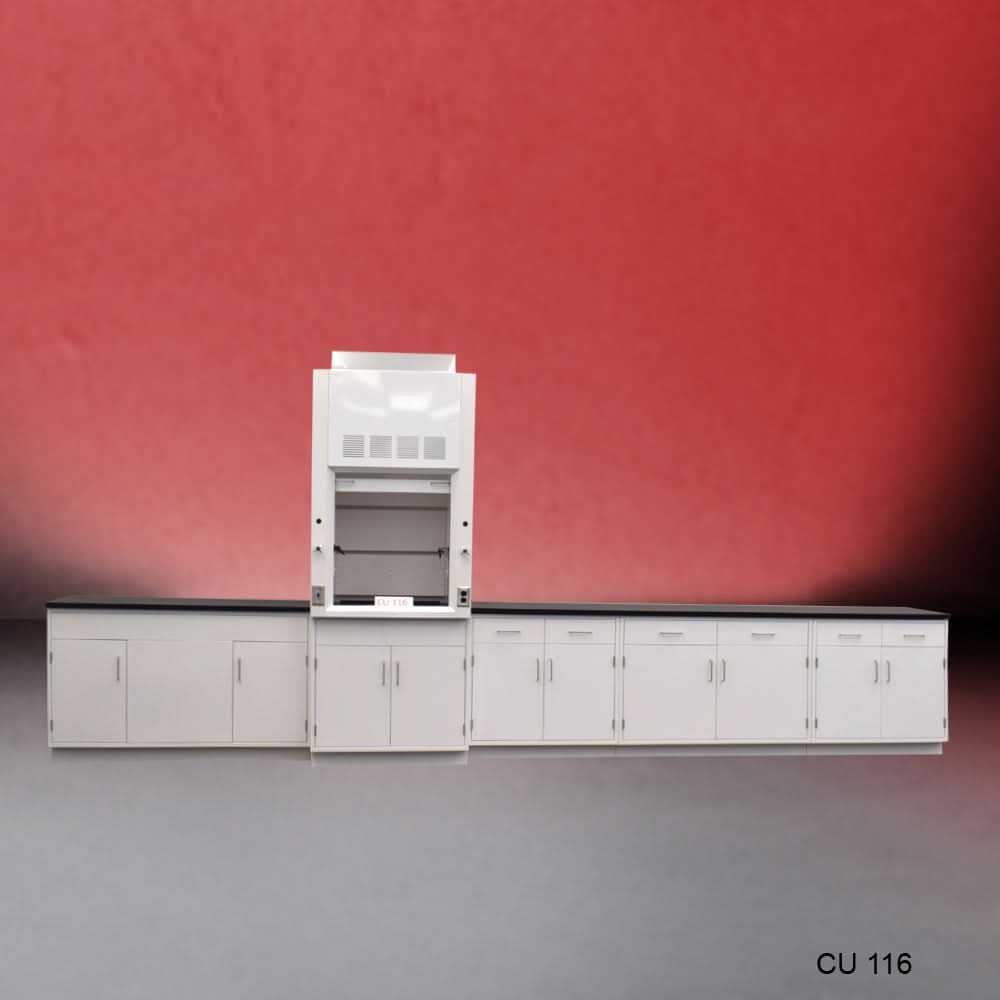 3′ Fisher American Fume Hood w/ 15′ Cabinets