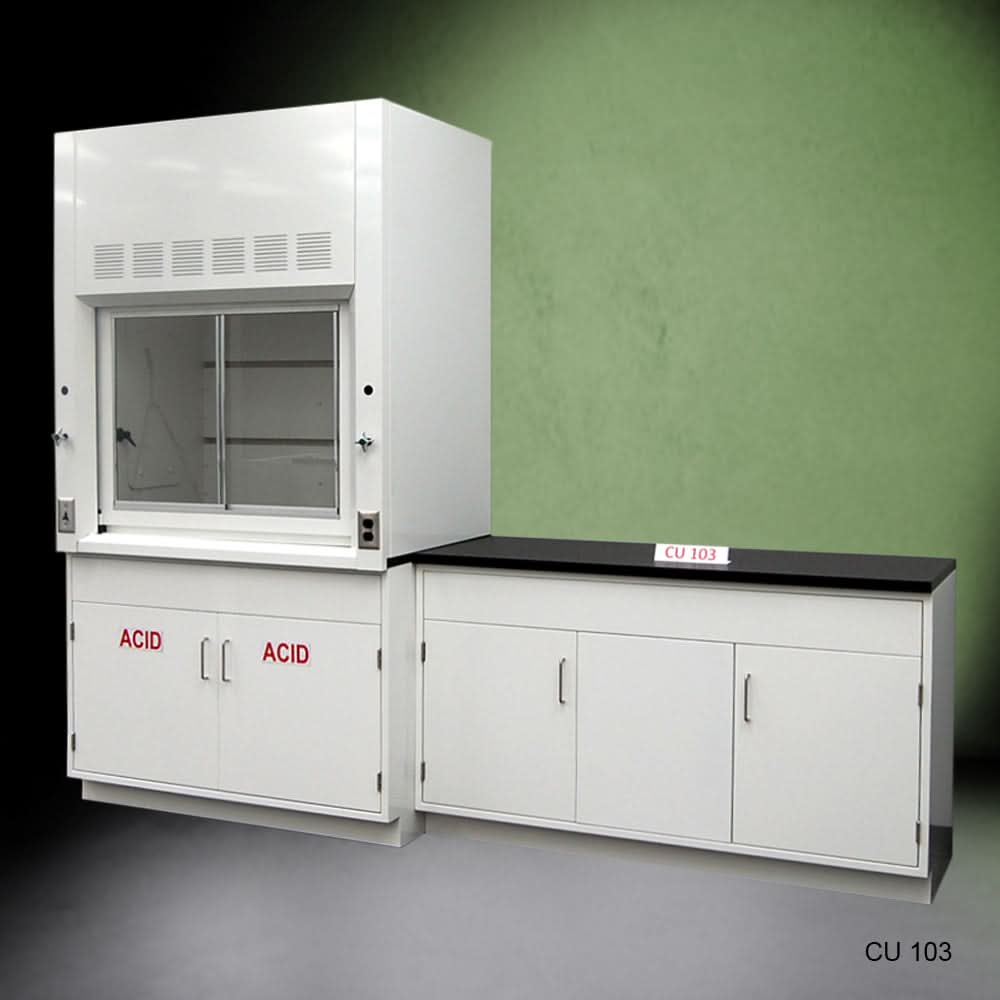 4′ Fisher American Fume Hood w/ 5′ Cabinets